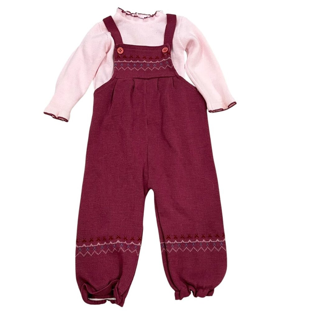 Pink & Burgundy Two-Piece Girls Outfit 12 Months By Friemant
